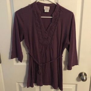 Purple Baby Doll 3/4 Sleeve Maternity Top